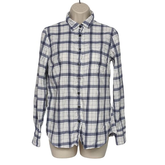 J. Crew Perfect Fit Button Up Shirt Size XS Blue White Plaid Long Sleeve Casual - Picture 1 of 6